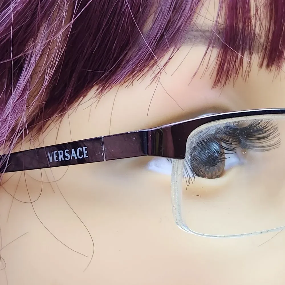 💜Vintage Versace Plum Rimless Eyeglasses & Hardshell Case